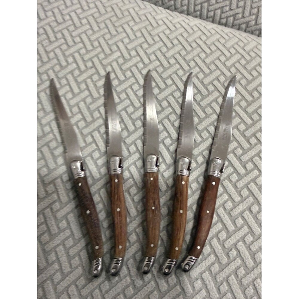 Laguiole Inox France Sabatier Stainless Serrated  Grill Steak Knives 9” Bee Logo